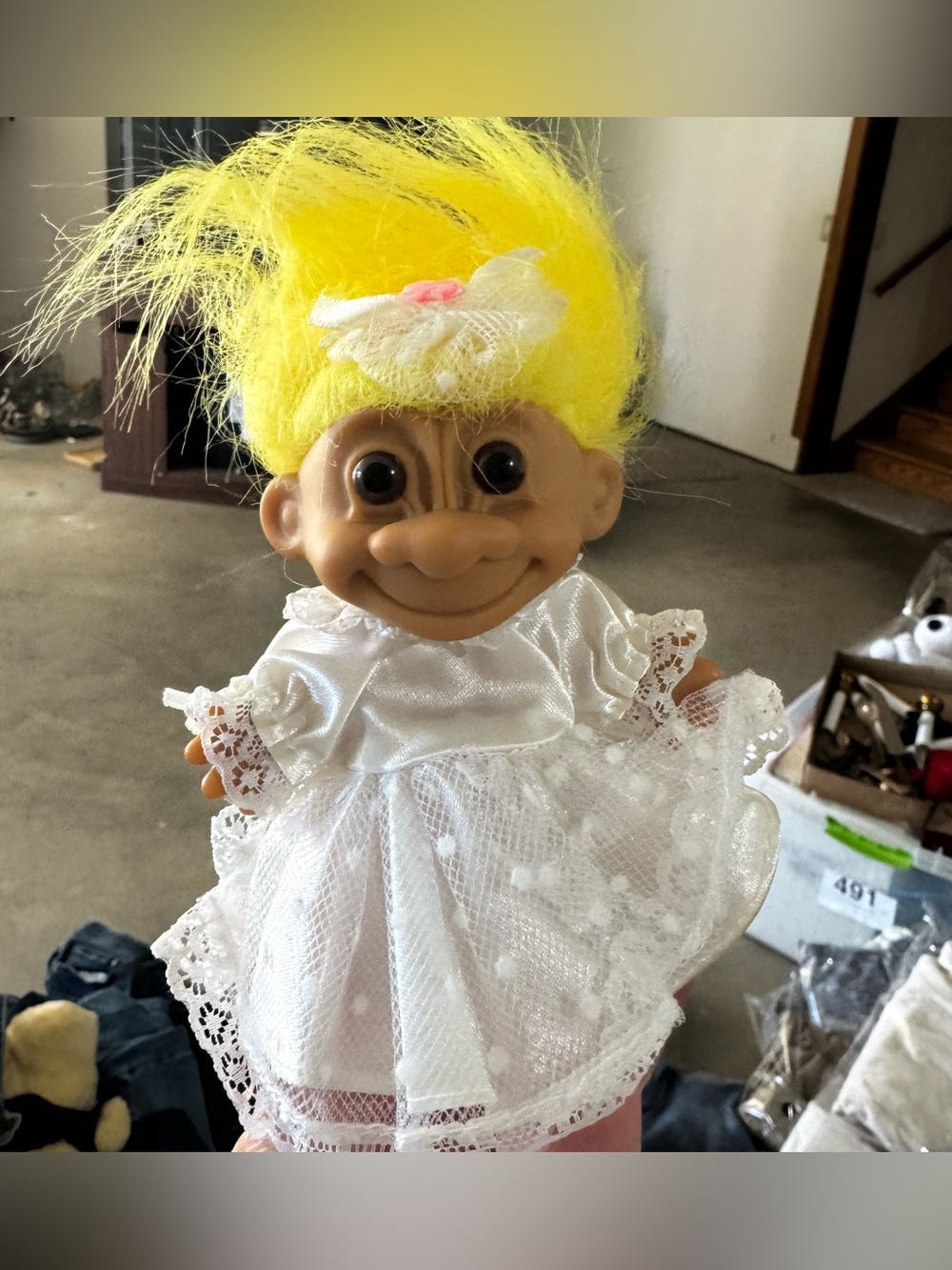 Vintage 1990s Russ Troll Doll Bride With Yellow Hair 4"